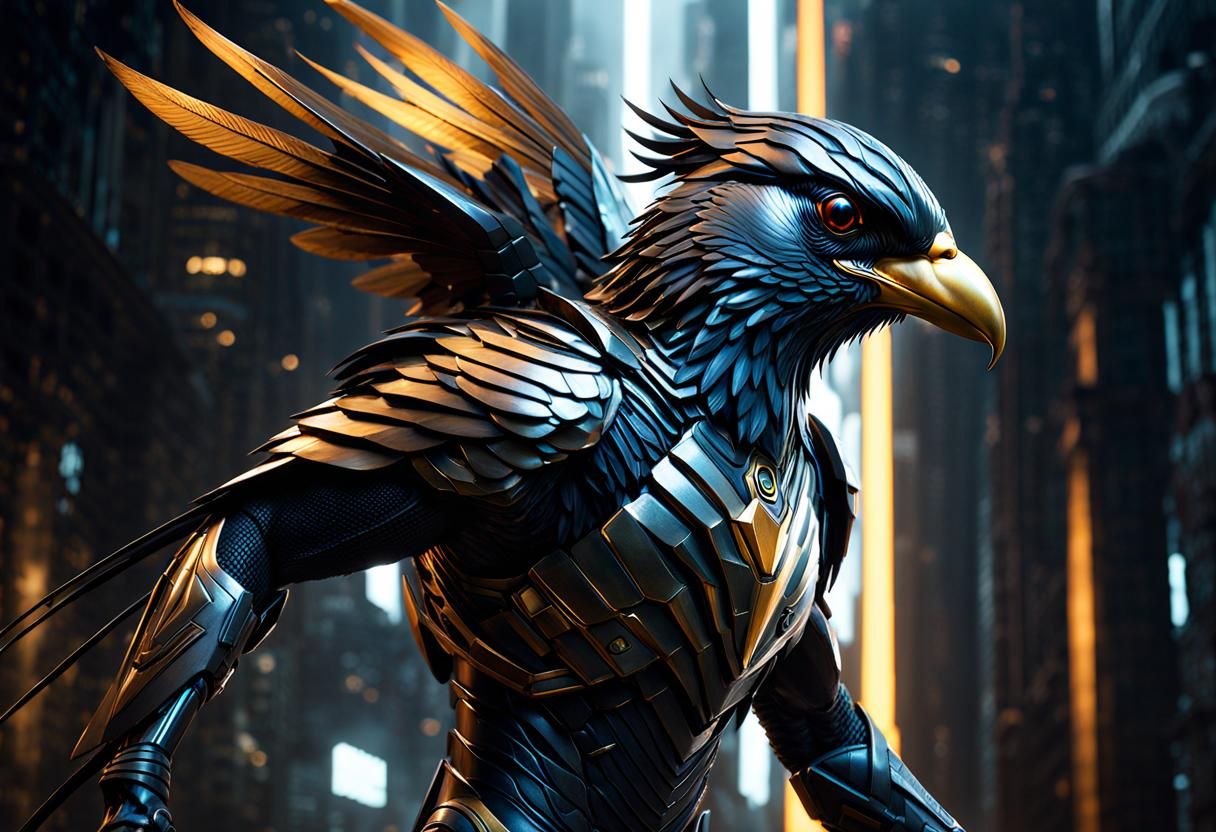 Dramatic Bio-Organic Bird-Like Humanoid Concept Art