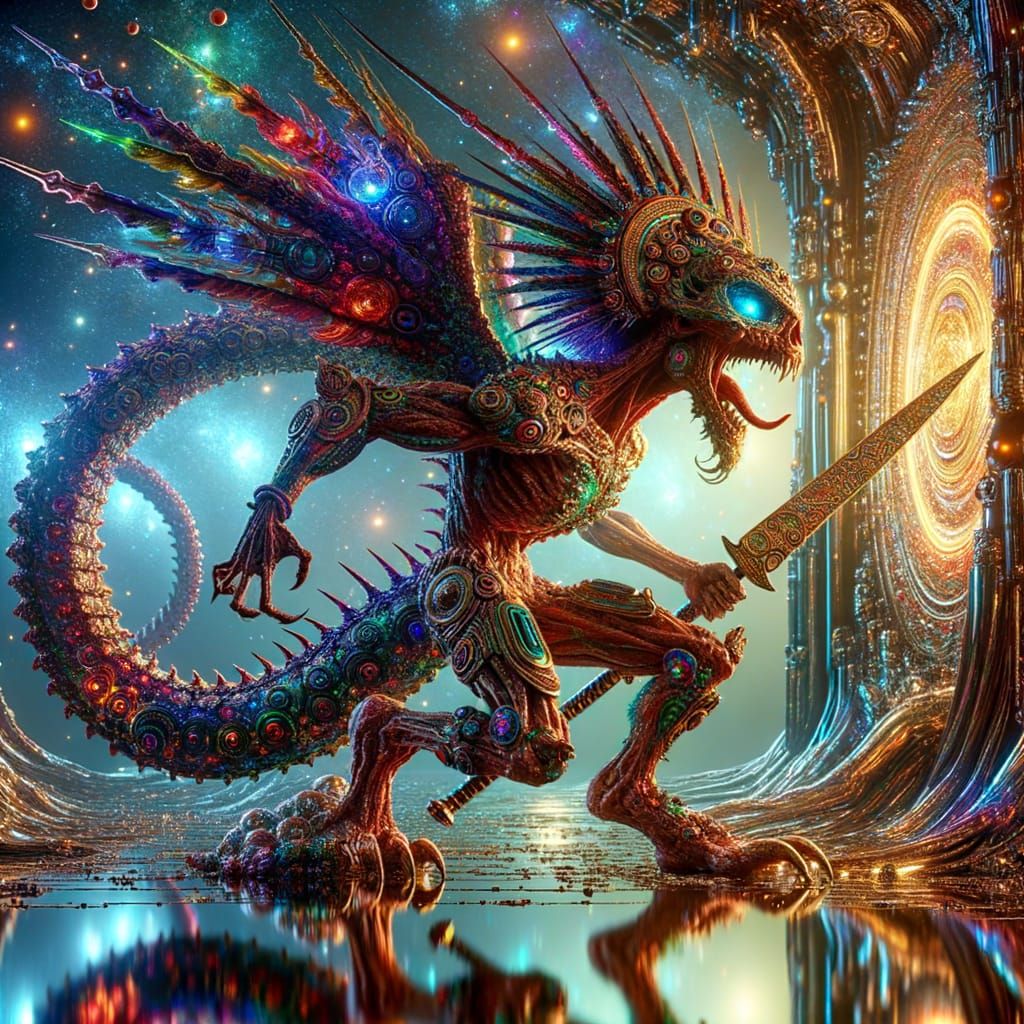 Mystical Quetzalcoatl Ascends Through Cosmic Portal