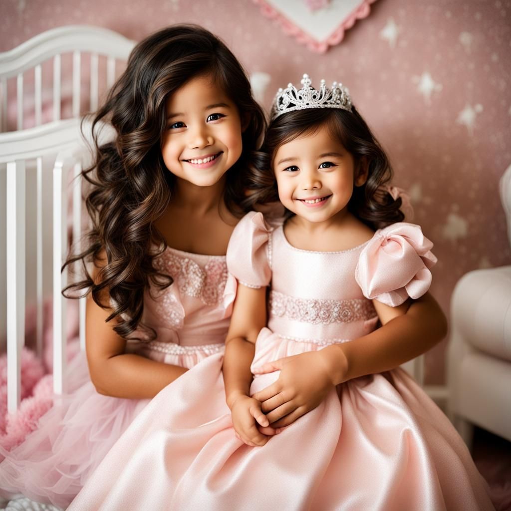 Smiling Toddler Princess Hugging Stuffed Animal