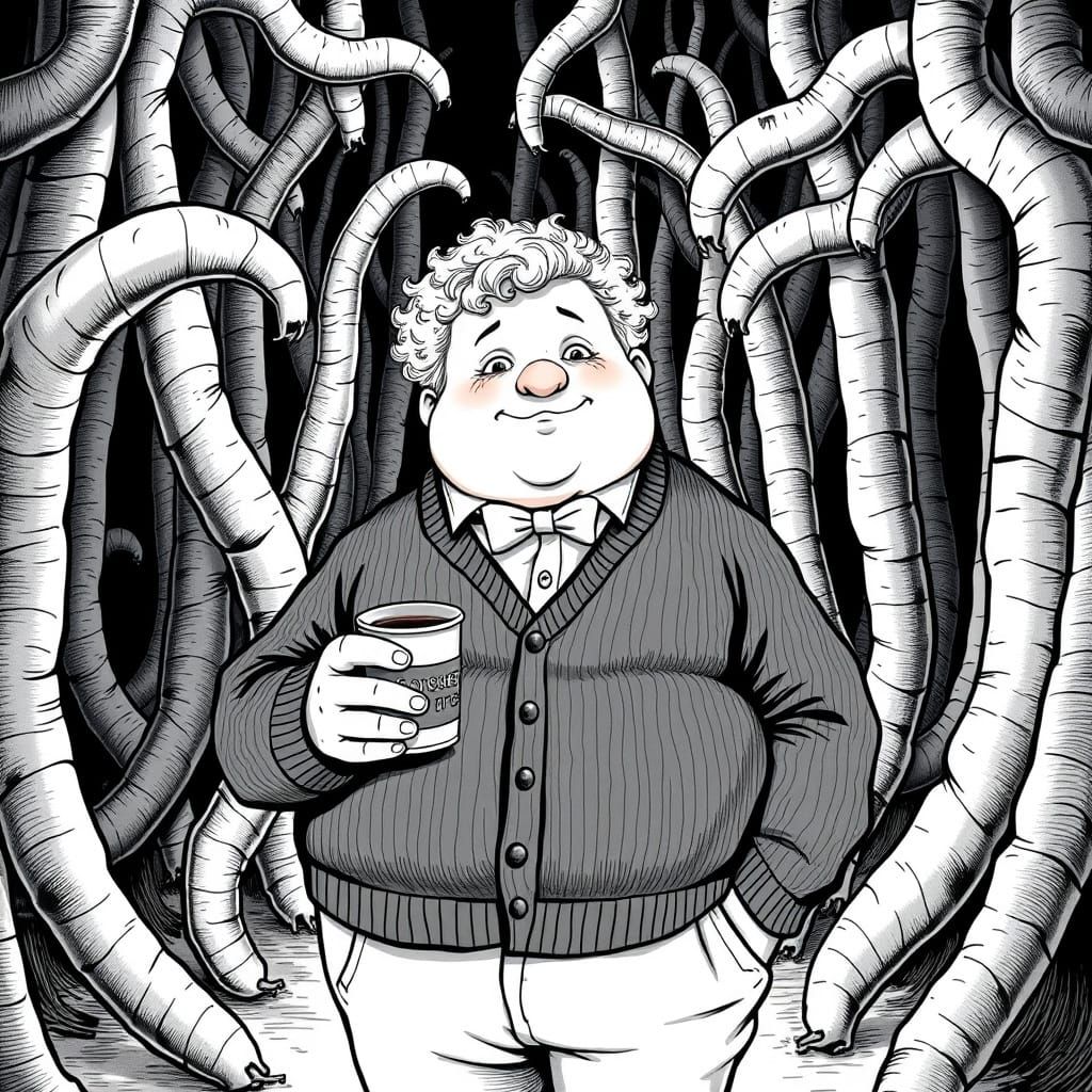 Dark Whimsy Man in Sausage Forest