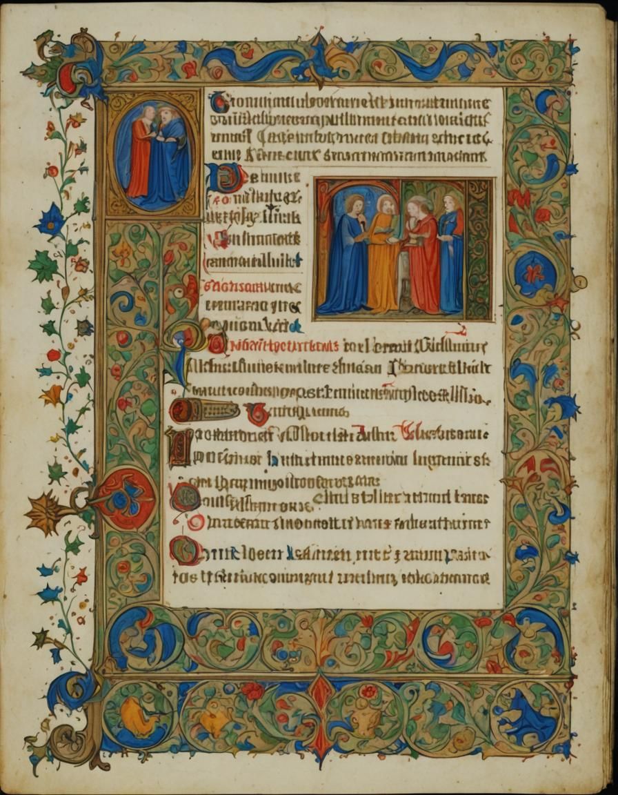 Medieval Illuminated Manuscript Page with Elegant Text