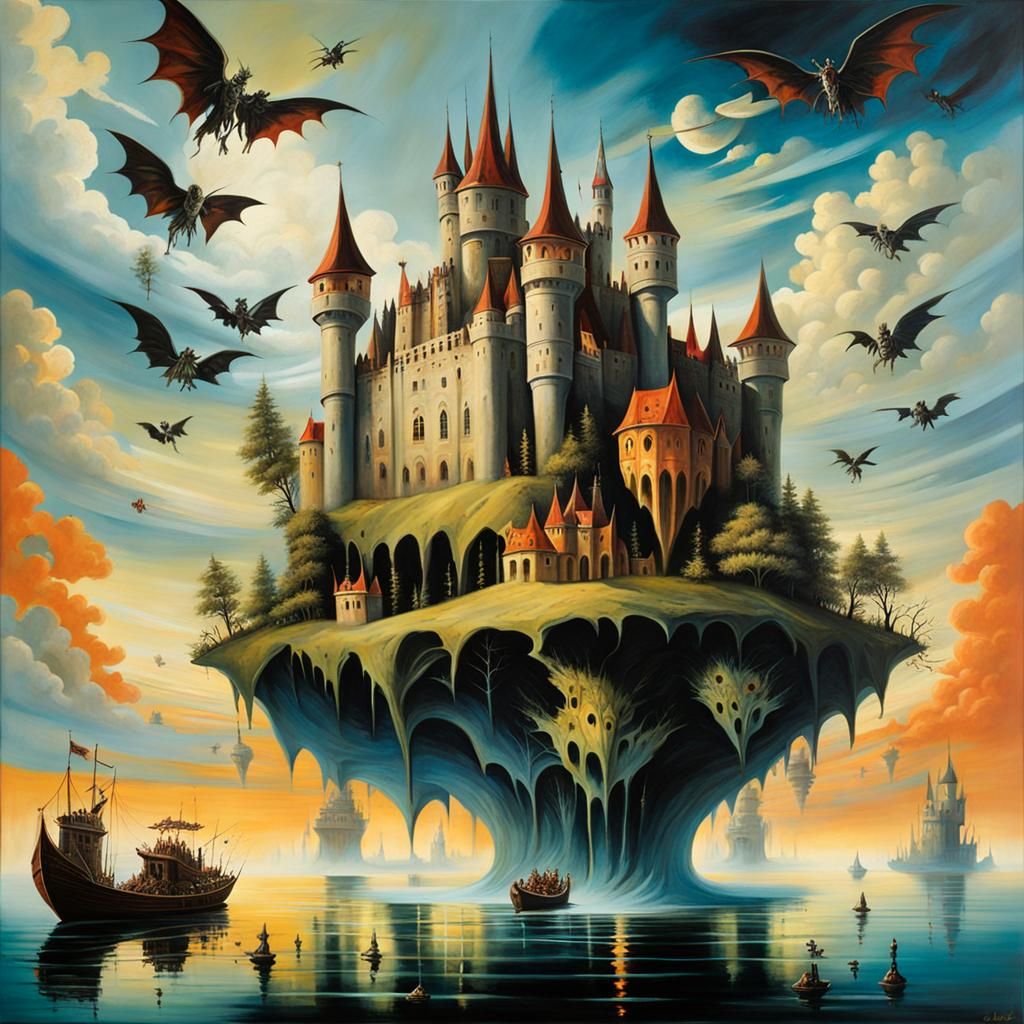 Surreal Floating Zombie Castle