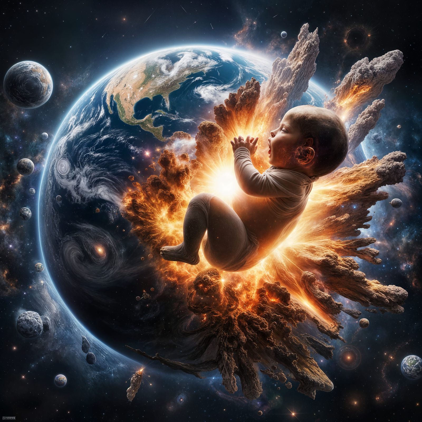 Earth Explosion Birth: Hyper-Realistic Space Image