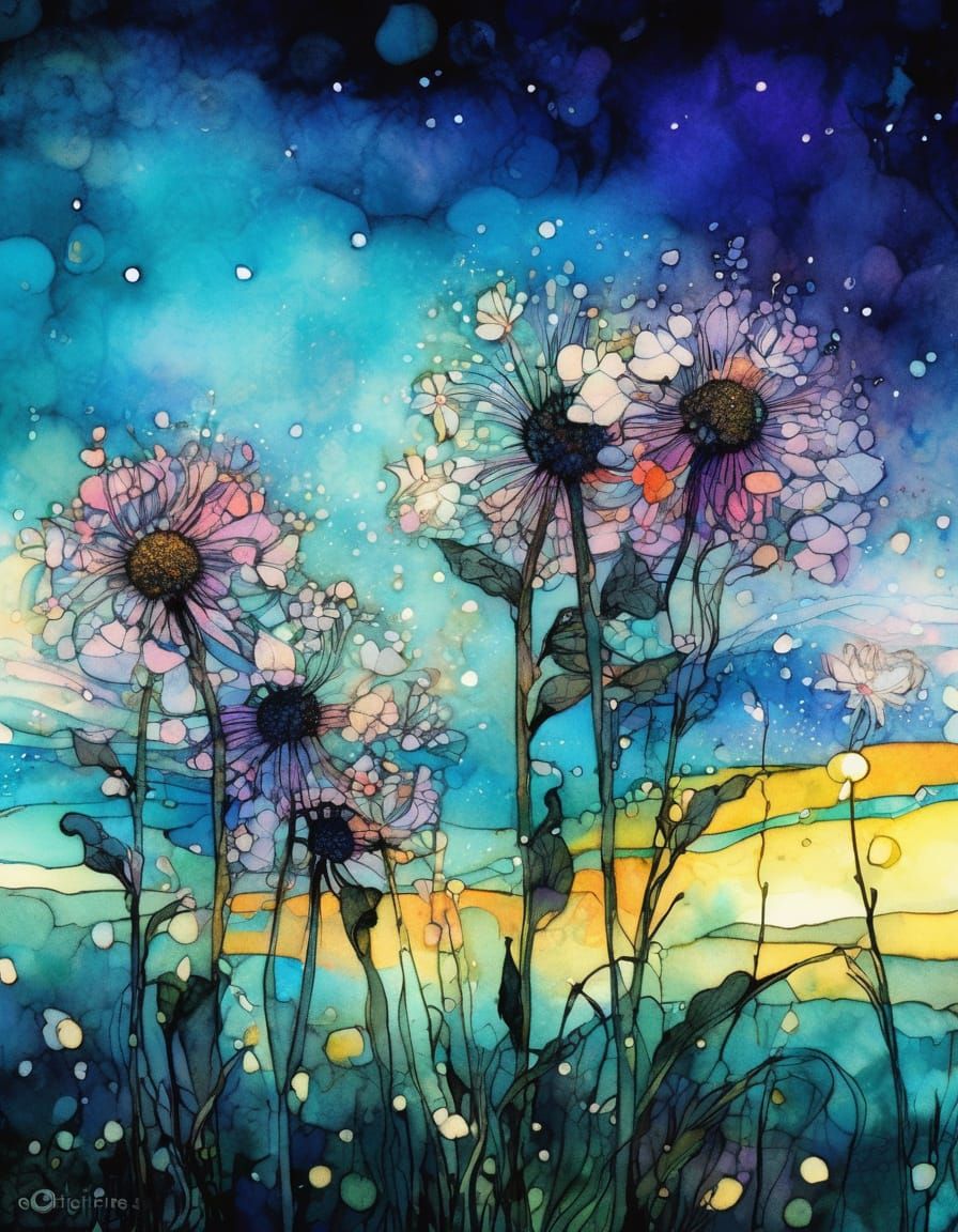 Exquisite Wildflower Close-Up in Vibrant Watercolor Style