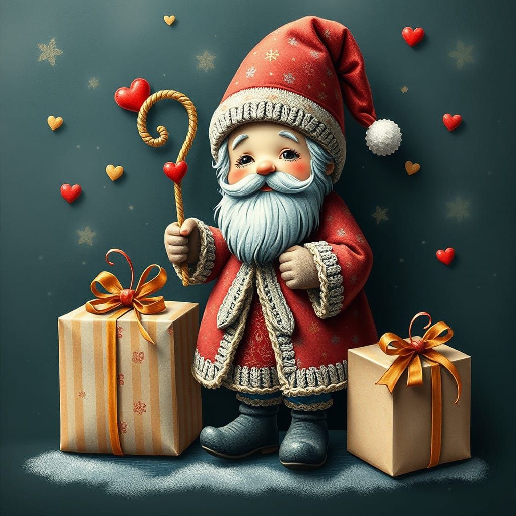 Whimsical Saint Nikolaus in Delicate, Hand-Drawn Packaging S...