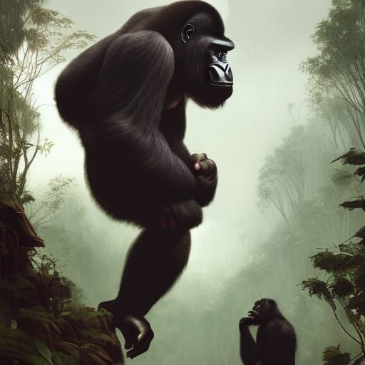 Dark Fantasy Gorilla in Detailed Splash Screen Art