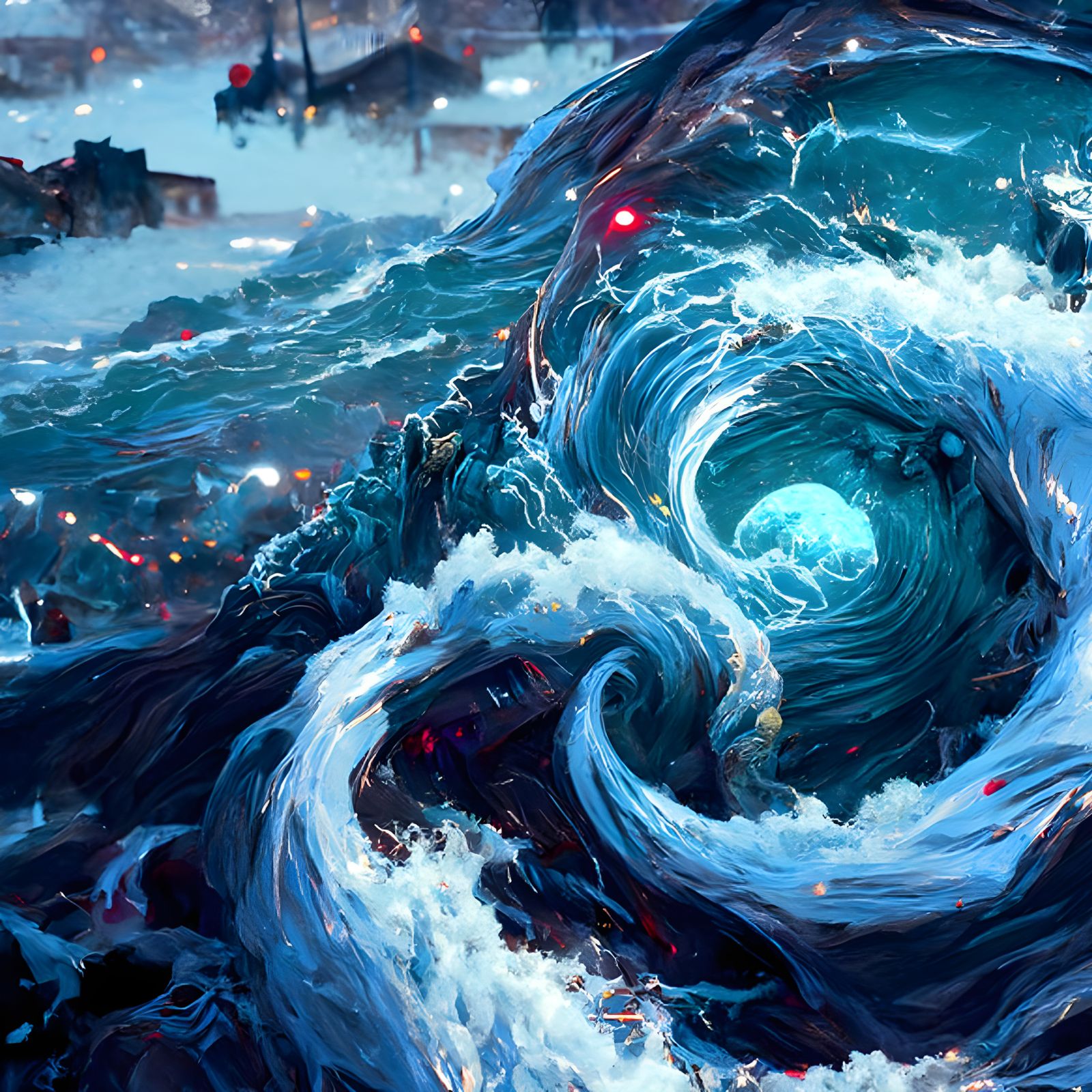 Wrathful Ocean Maelstrom in Hyperrealistic Digital Illustrat...