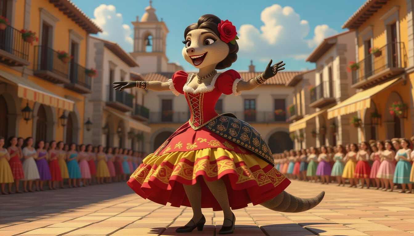 Armadillo Flamenco Dancer in Spanish Town Square