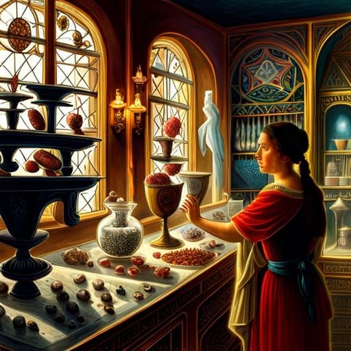 Crystal Shop Woman: Impressionist Digital Art