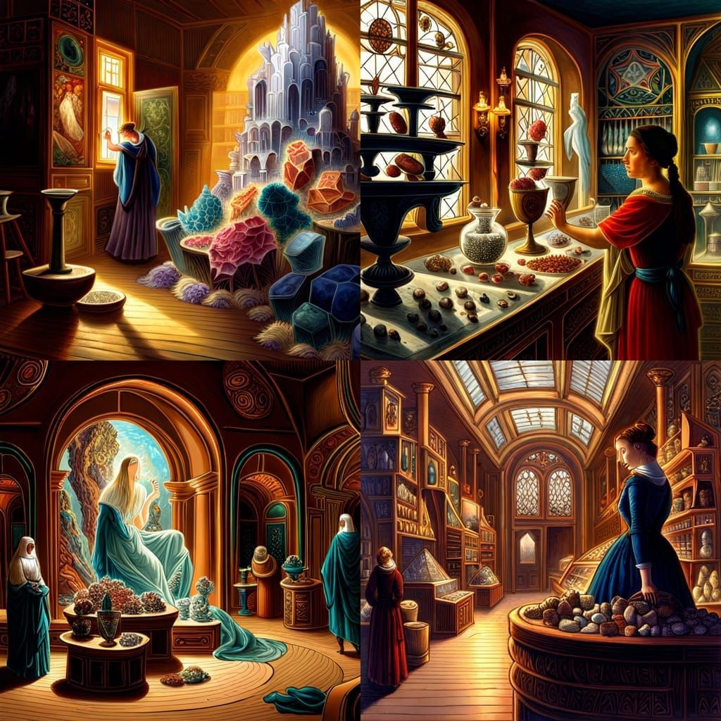 Crystal Shop Woman: Impressionist Digital Art