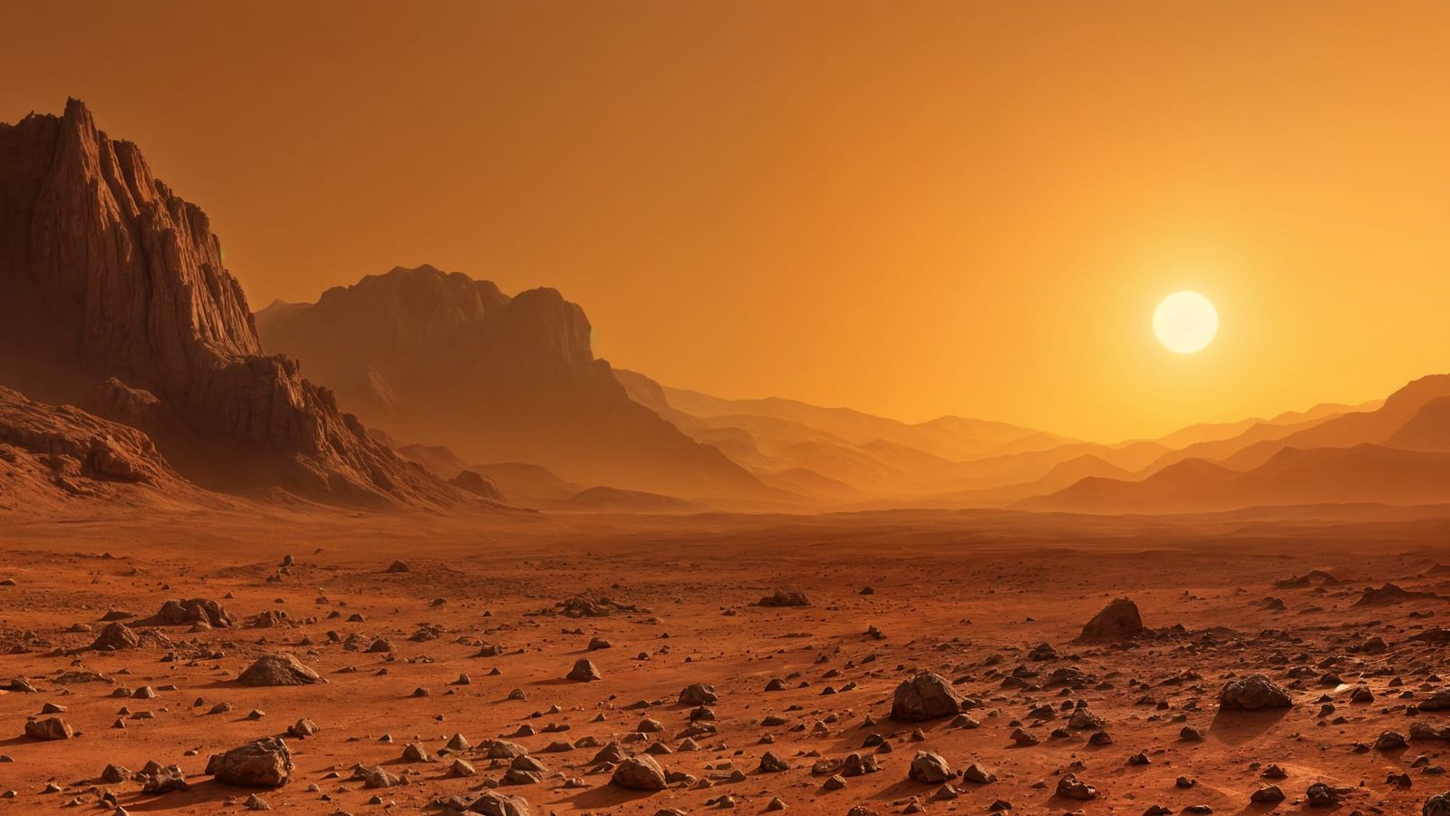 Martian Landscape with Approaching Dust Storm