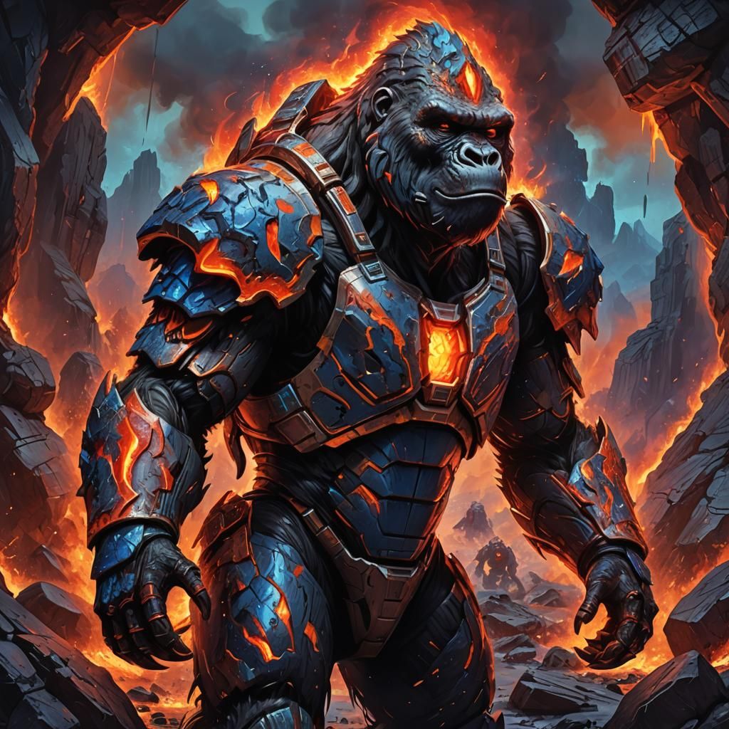 Lava Armored Saber-Tooth Gorilla Concept Art