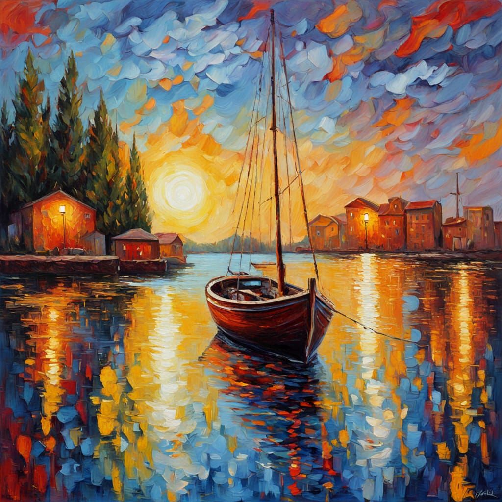 Sailor Sings Evening Song in Neo-Impressionist Style