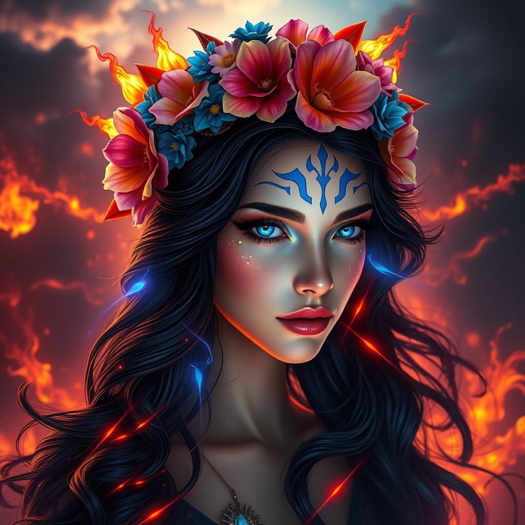 Ethereal Fantasy Goddess with Radiant Aura and Mystical Mark...