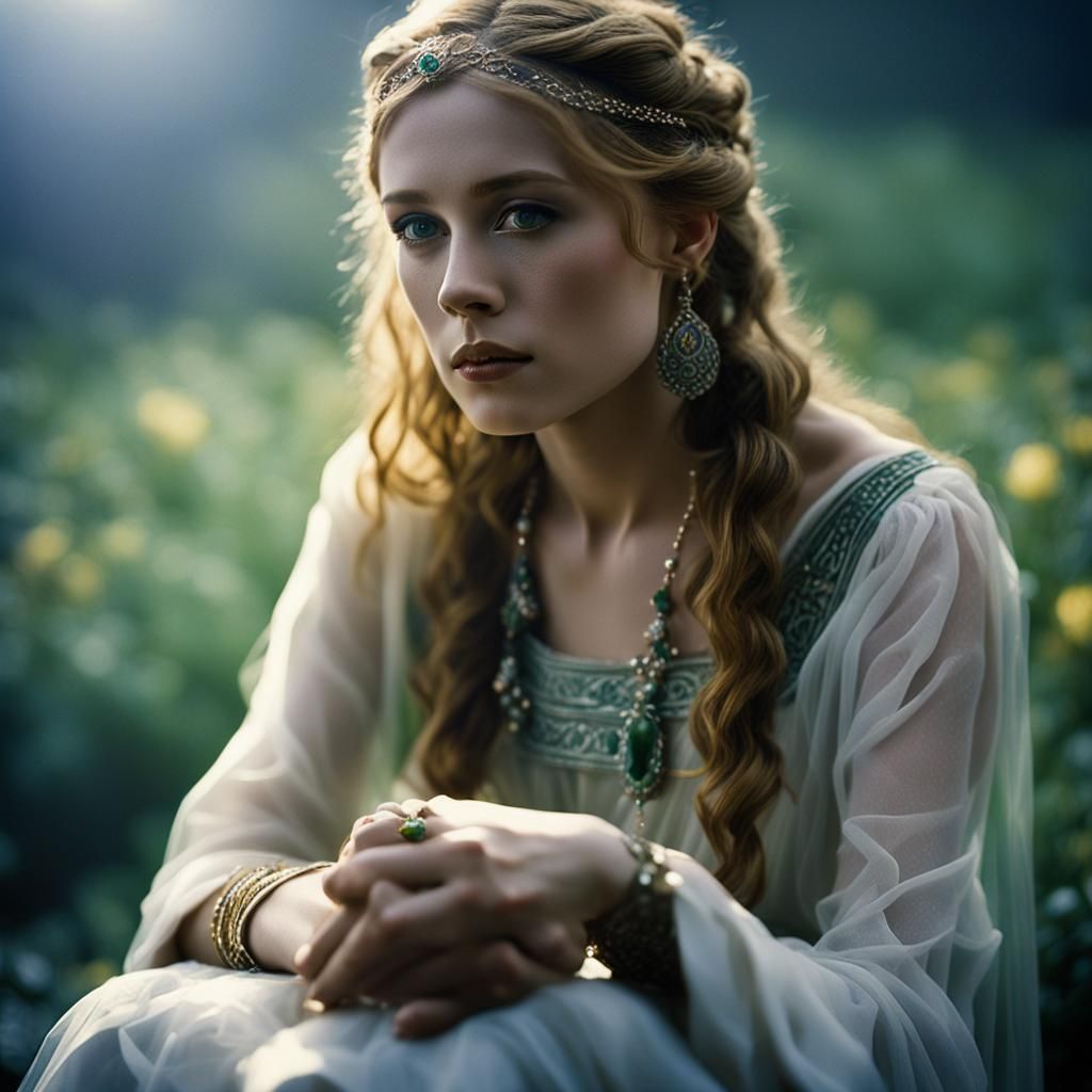 Celtic Woman with Lily in Neo-Expressionist Style