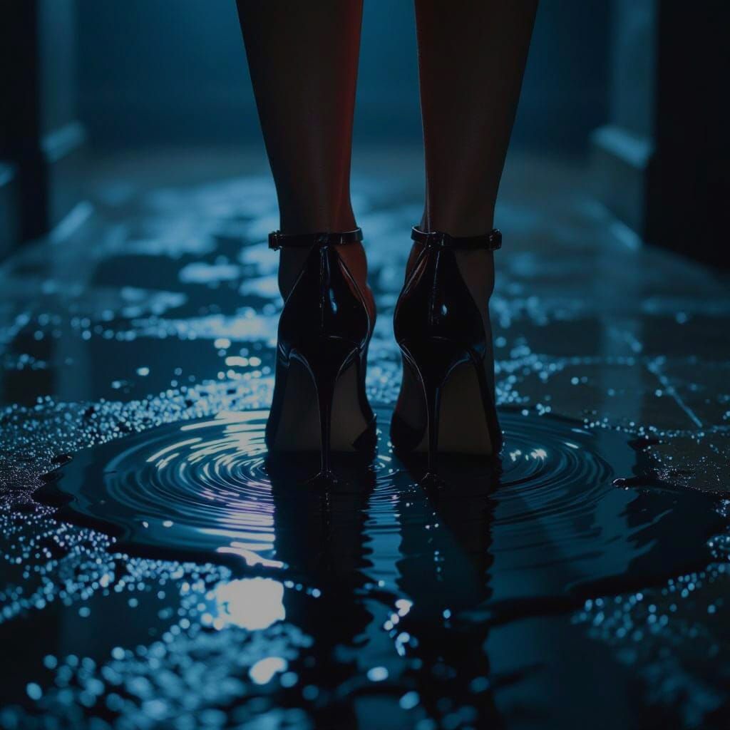 Woman's Feet Trapped in Glue Wearing Black High Heels