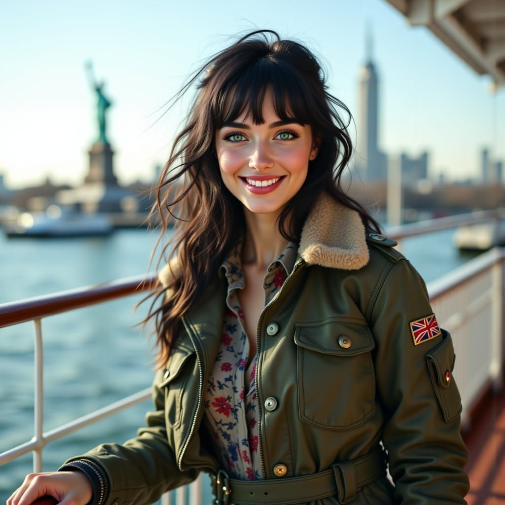 Woman on Cruise Boat in New York Harbor