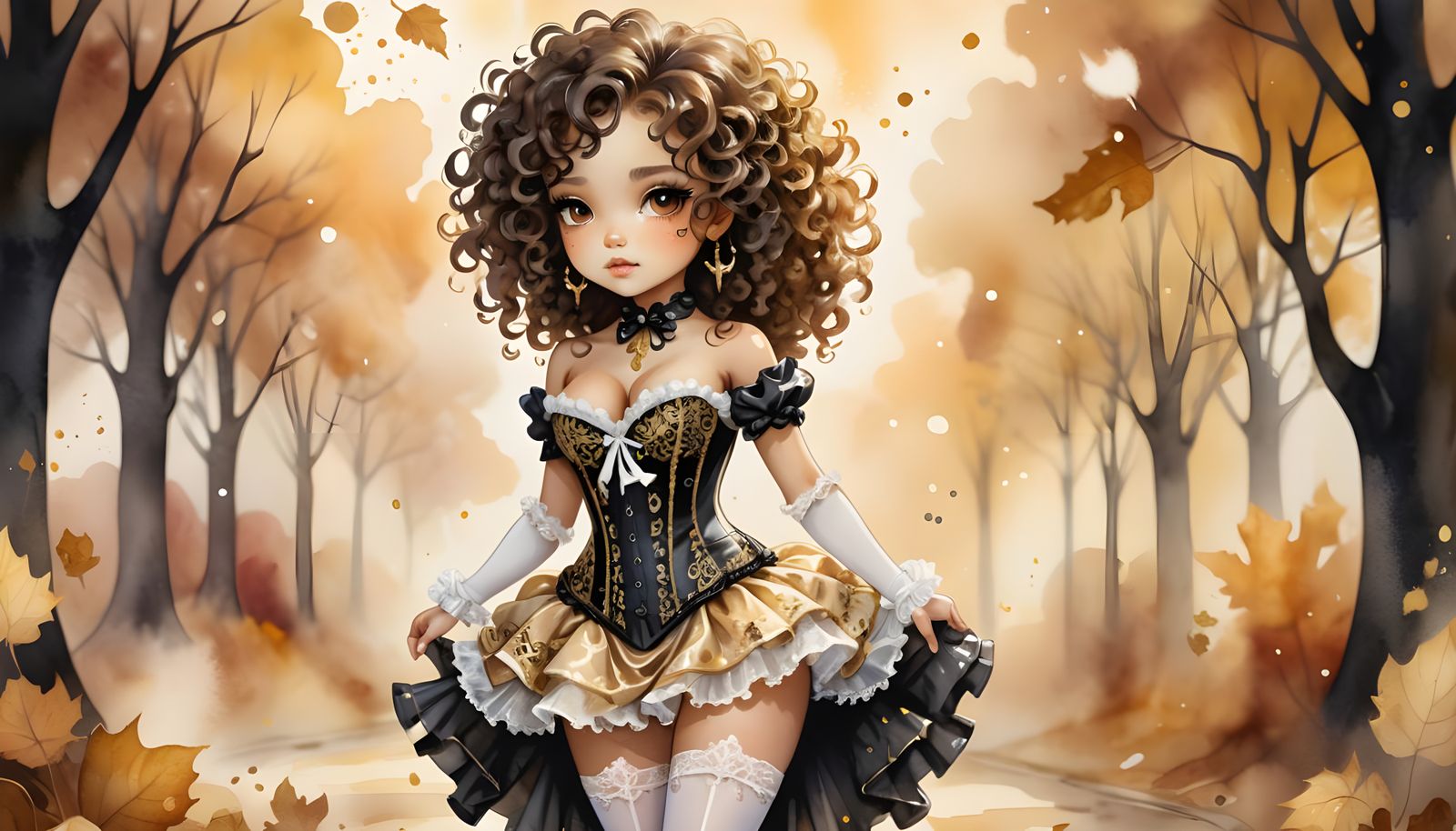 Latina Chibi Portrait in Baroque Style