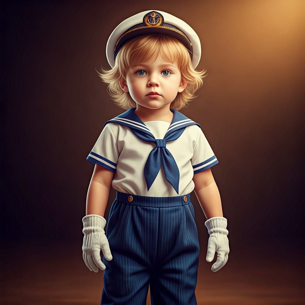 Whimsical Sailor Boy in Vibrant Colors