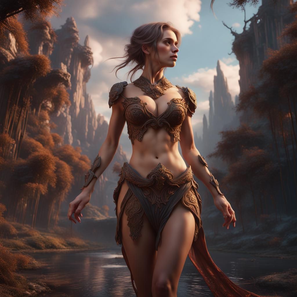 Fantastical Girl in Detailed Matte Painting