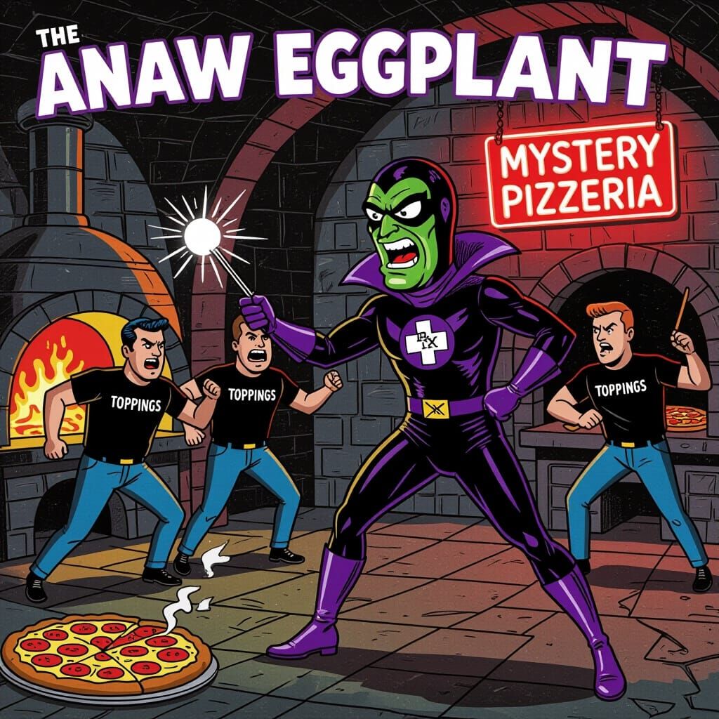 Grotesque 1960s Superhero Fight in Underground Comix Style