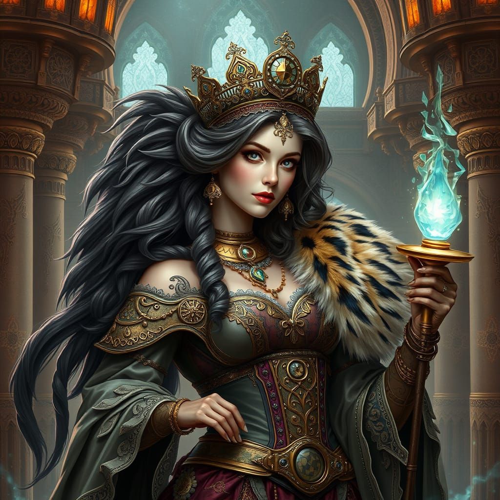 Mystical Steampunk Queen Reigns in Arabian Castle