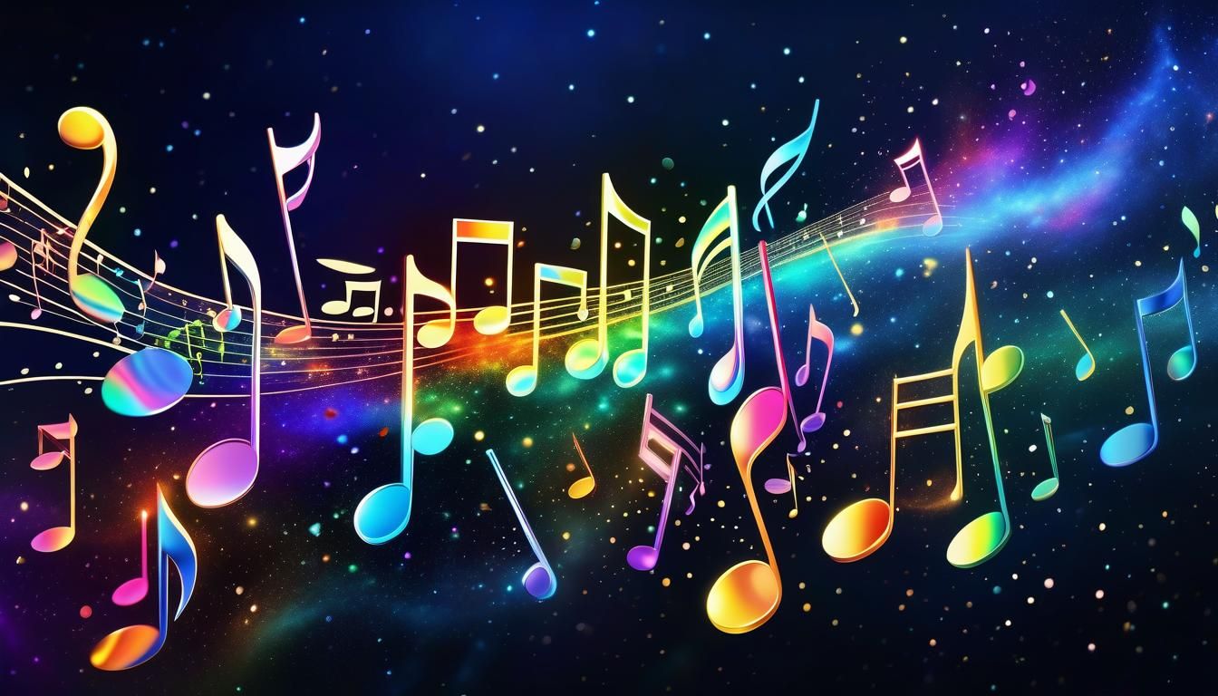 Abstract Surrealism: Musical Notes in Space