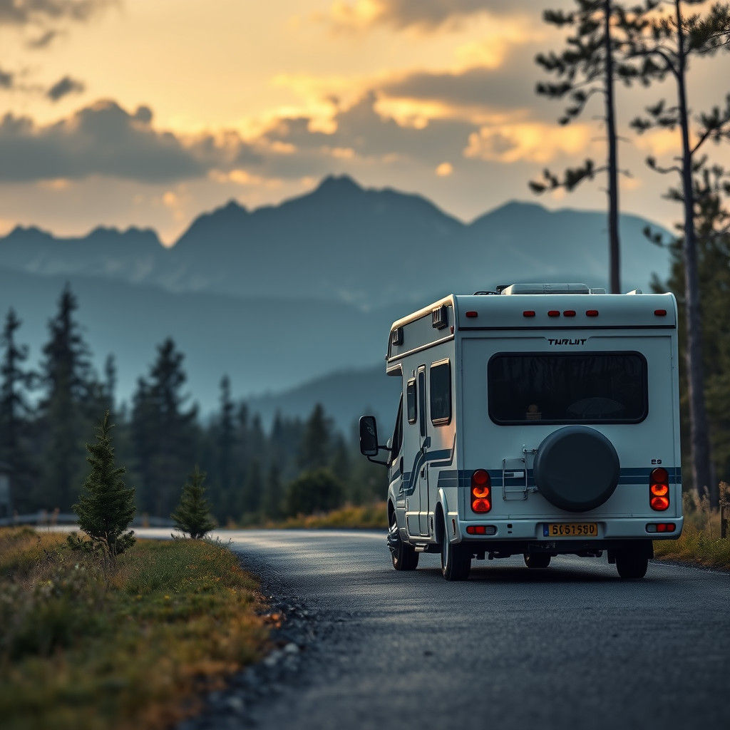 Ultra Realistic Motorhome in Mountain Forest