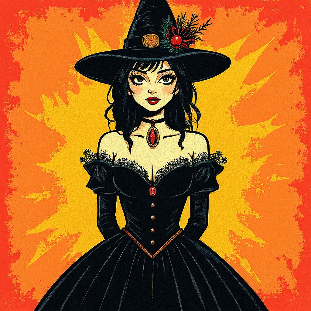 Gothic Victorian Woman in Pop Art Style