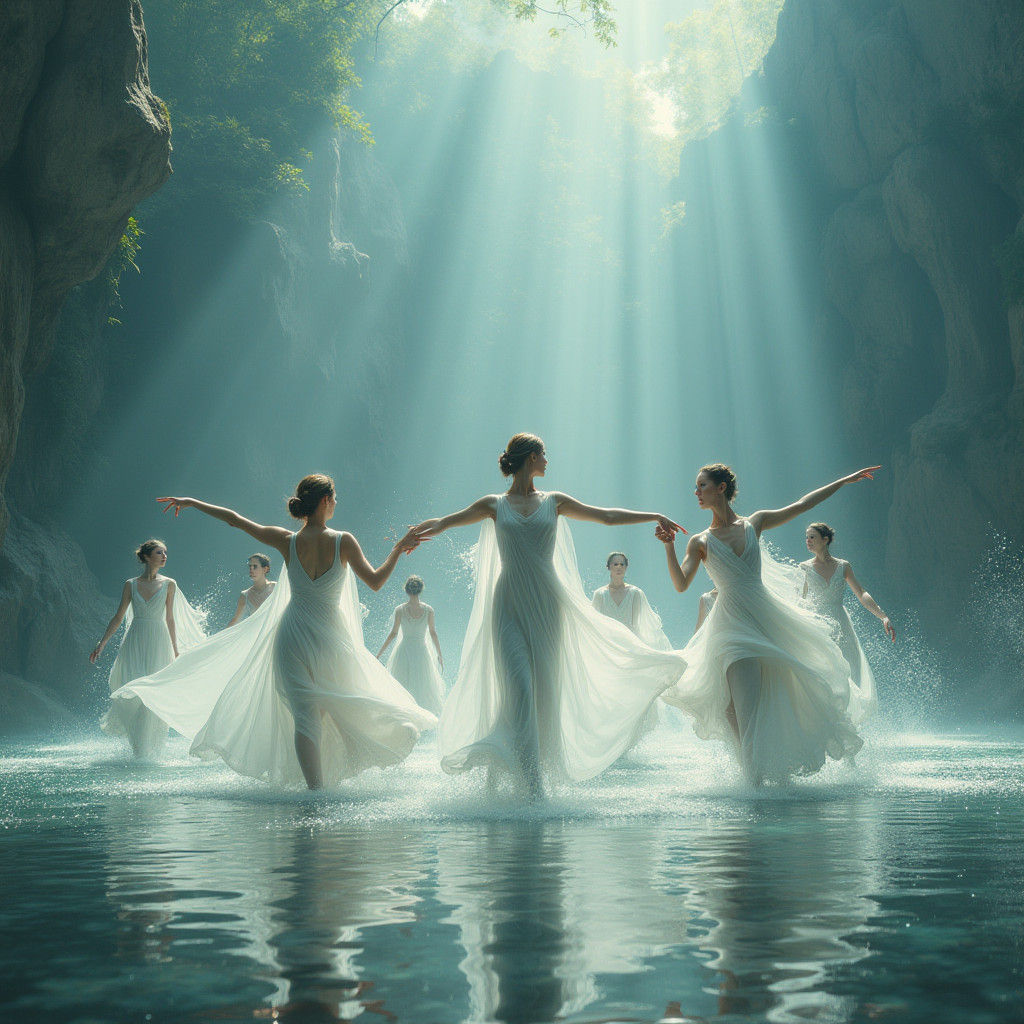 Ethereal Dancers in Flowing White Attire