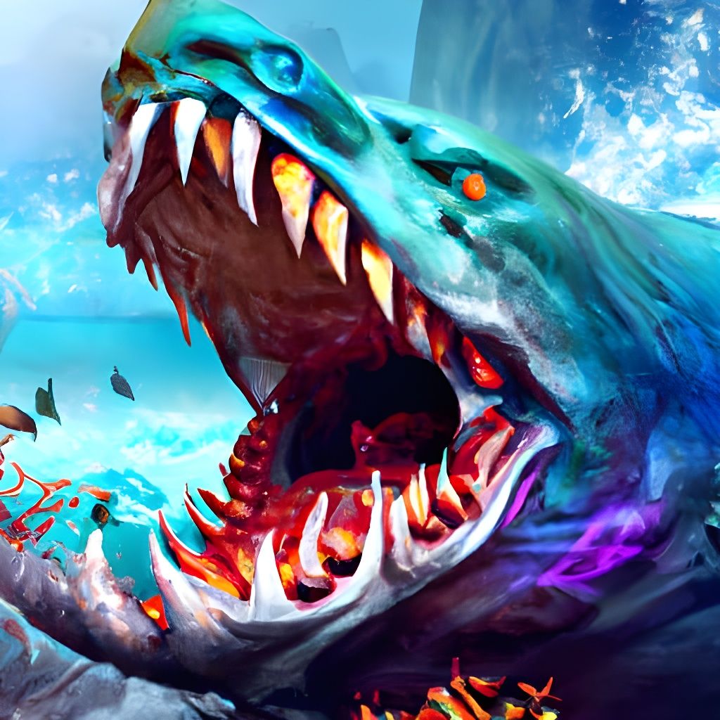 Huge Leviathan in Deep Blue Ocean