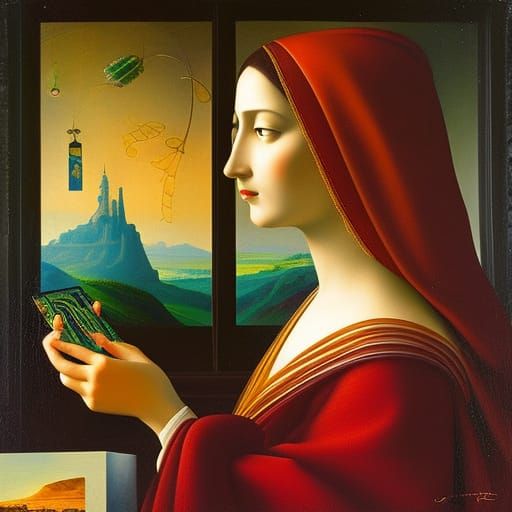 Surreal Flower Head in Luxury Apartment, Impressionist Style