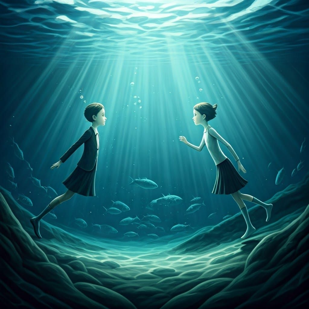 Underwater Marvels in Edward Gorey Style