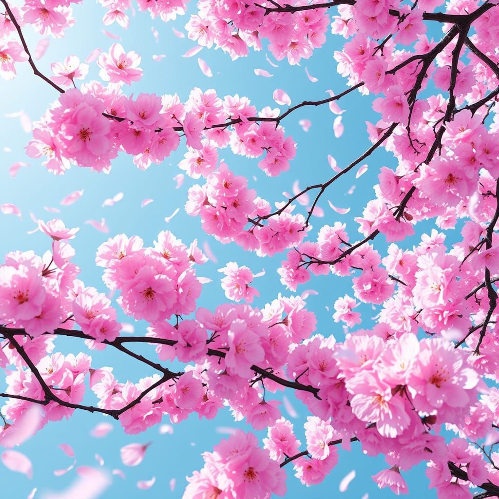 Cherry Blossoms Dance in Vibrant Pink Aesthetic