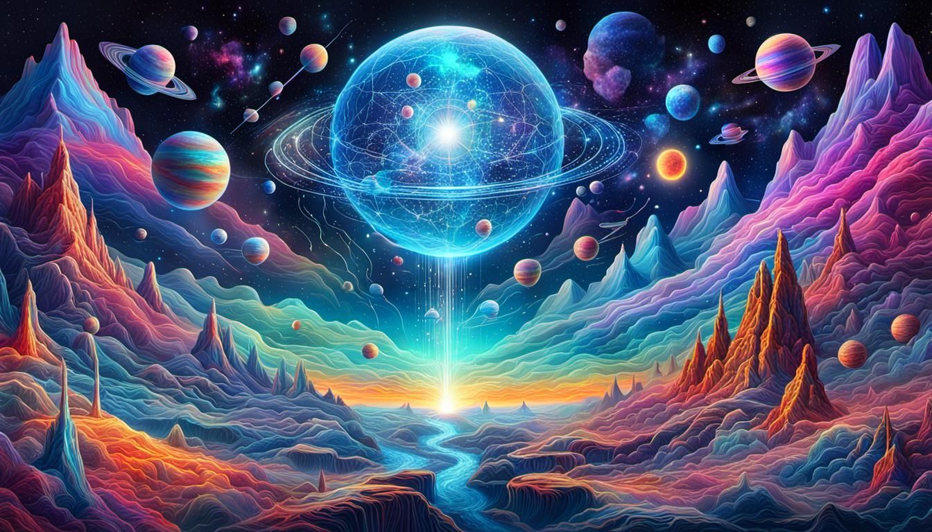 Cosmic Dreamscape in Astral Holographic Illustration
