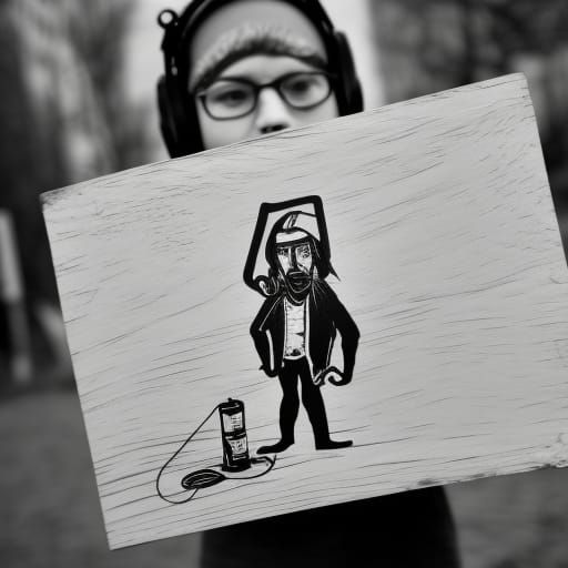 18th Century Protesters in Linocut Style