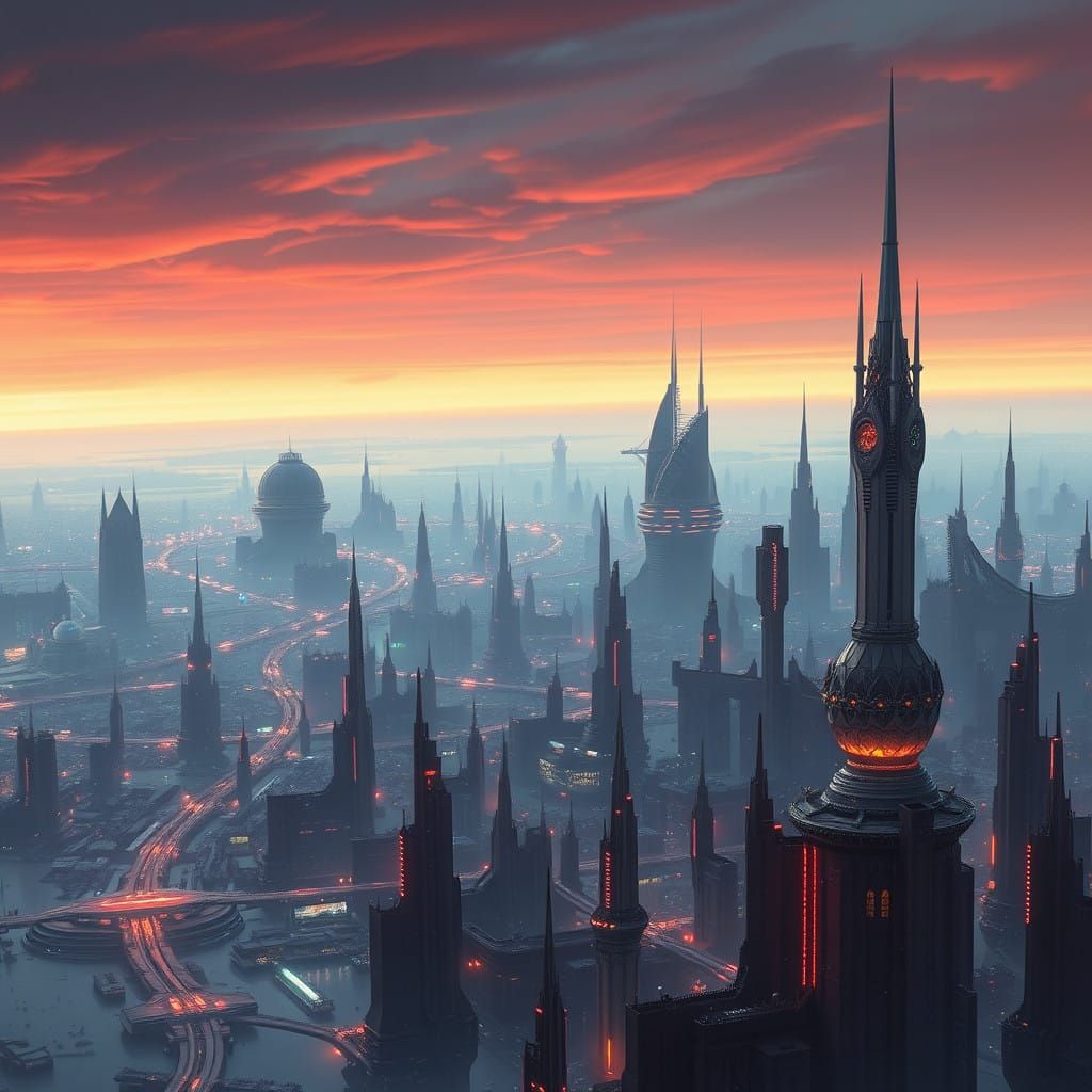 Majestic Space City in Futuristic Architecture