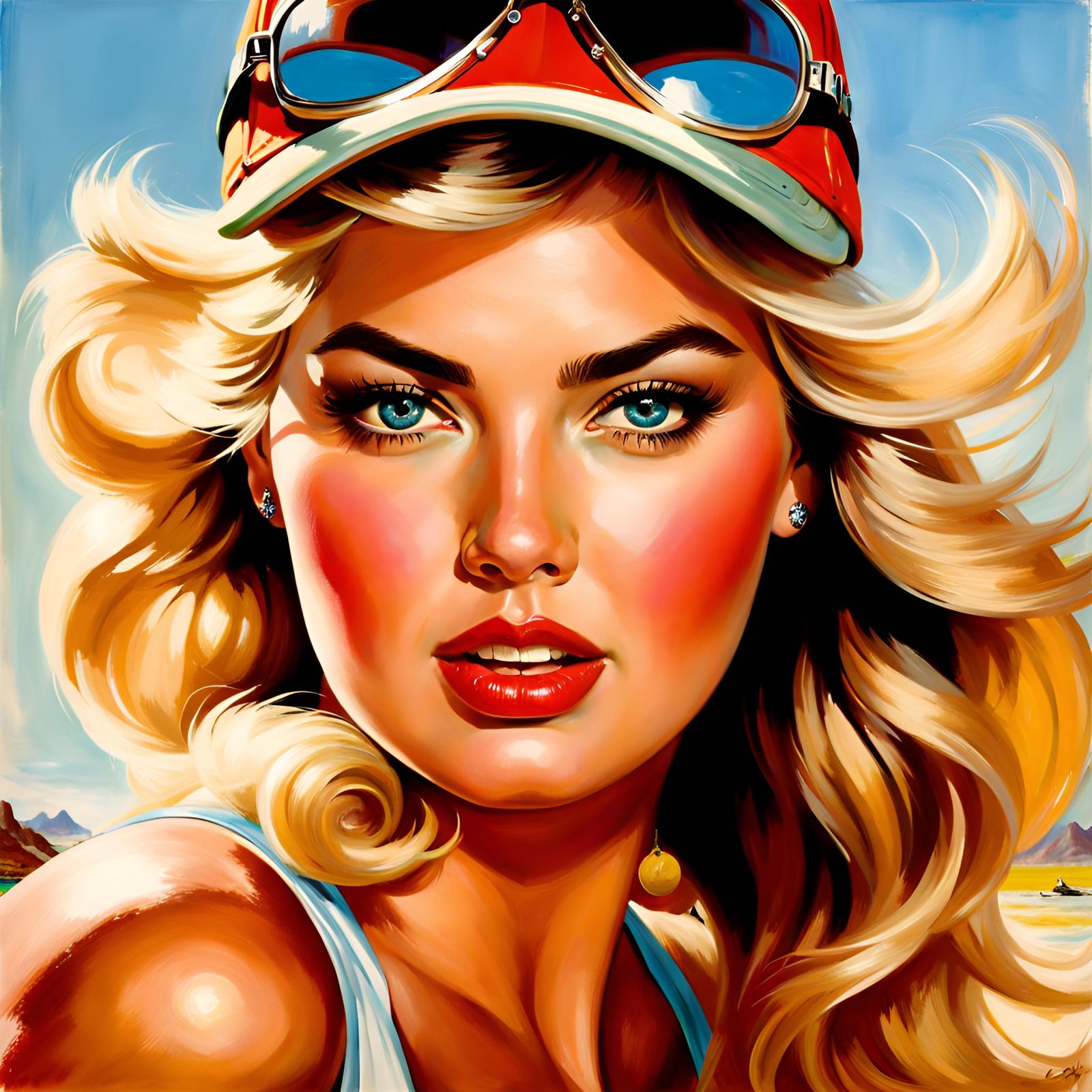 Skater Girl Portrait in Pin-Up Style