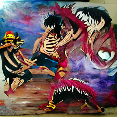 Epic Anime Battle in Acrylic Art Style