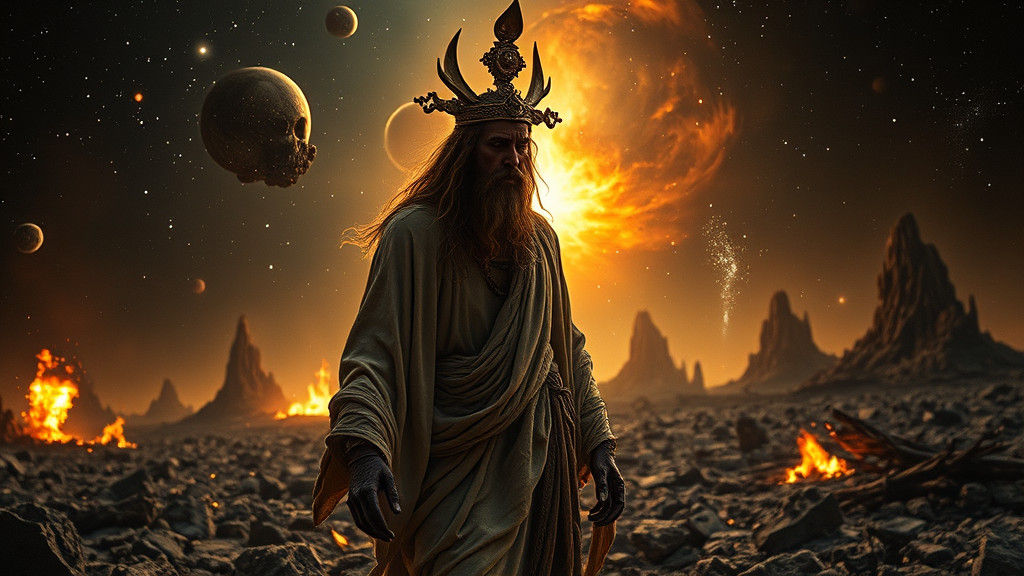 Distraught Deity Witnessing End of Universe on Film