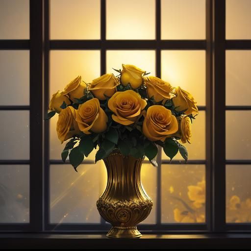 Yellow Roses in Sunlight: Hyperrealistic Still Life