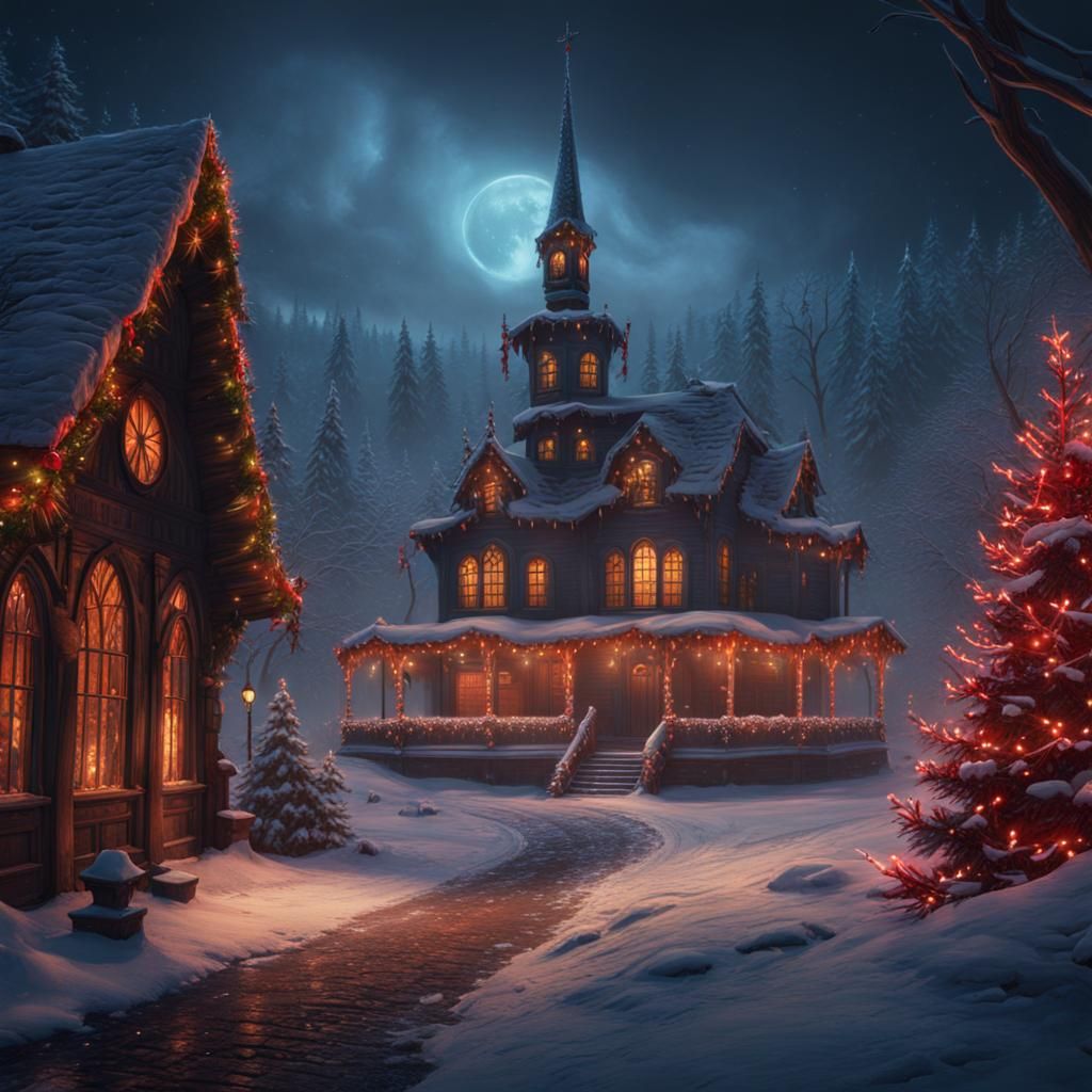 Christmas Horror: Detailed Matte Painting
