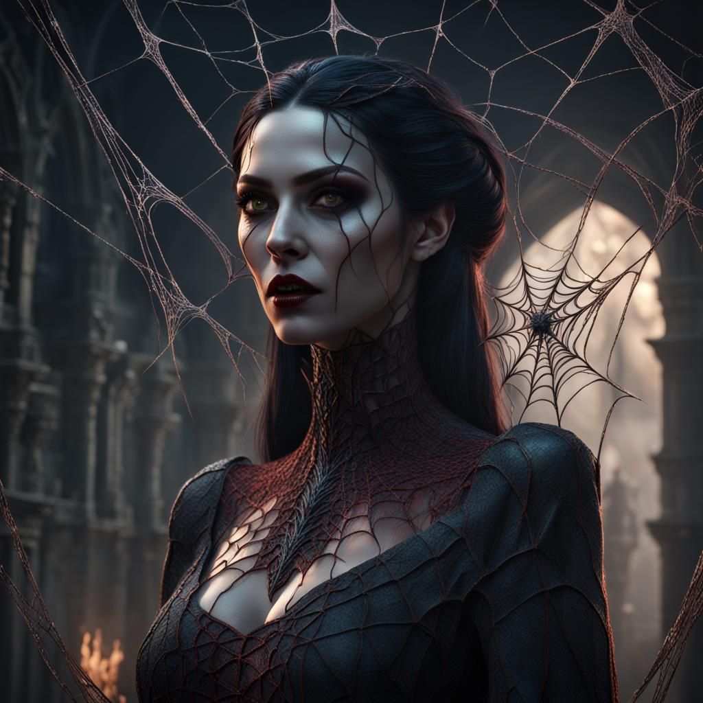 Vampiric Spiderweb Woman: Fantasy Concept Art