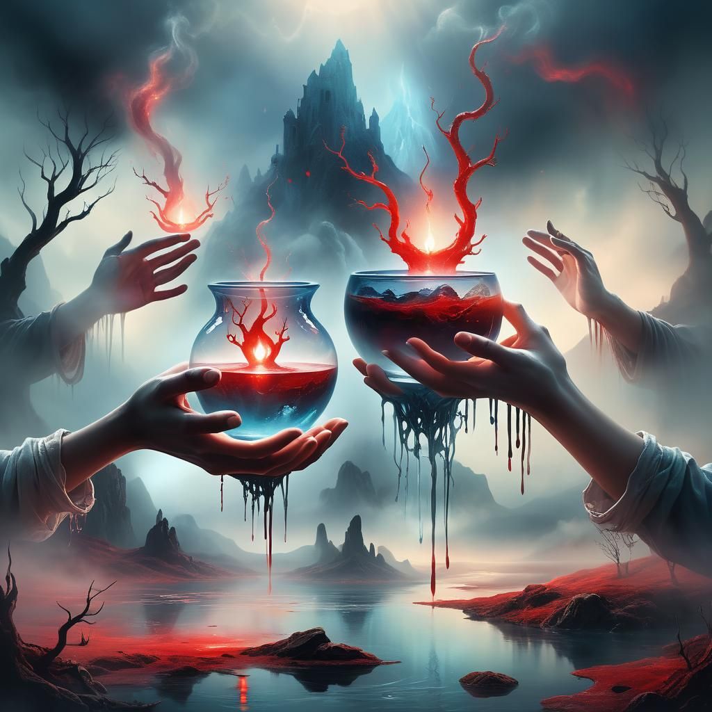 Surreal Landscape with the Trinity of Spirit, Water, and Blo...