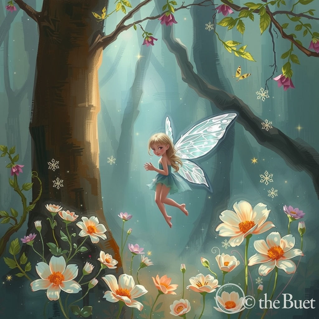 Impressionistic Fairy in Abstract Magical Scene