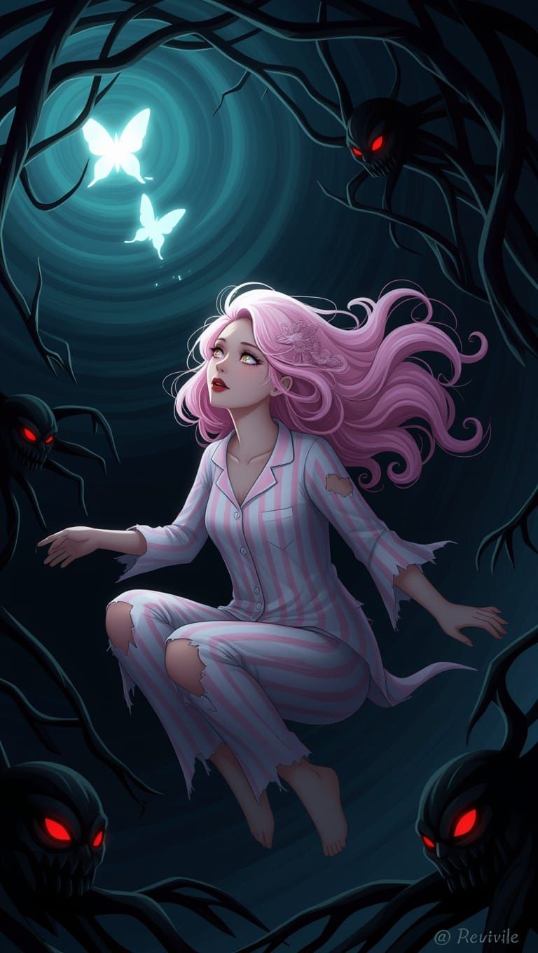 Ethereal Woman in Desperate Flight