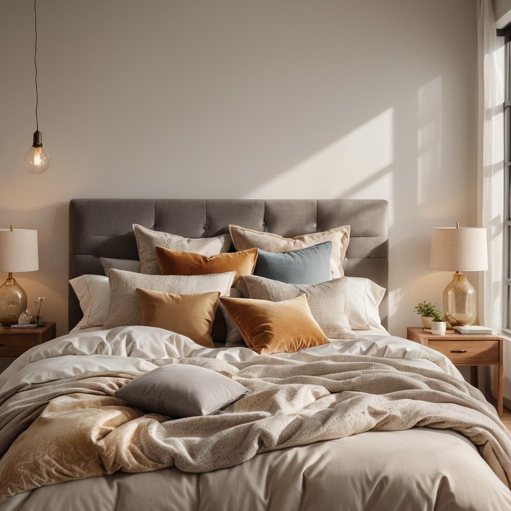 Modern Plush Bed in Natural Light: Interior Photography