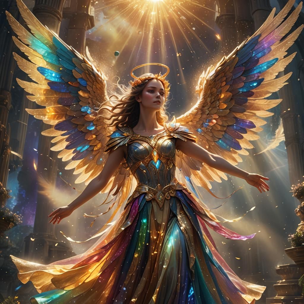 Ethereal Angel in Golden Light, Fantasy Concept Art