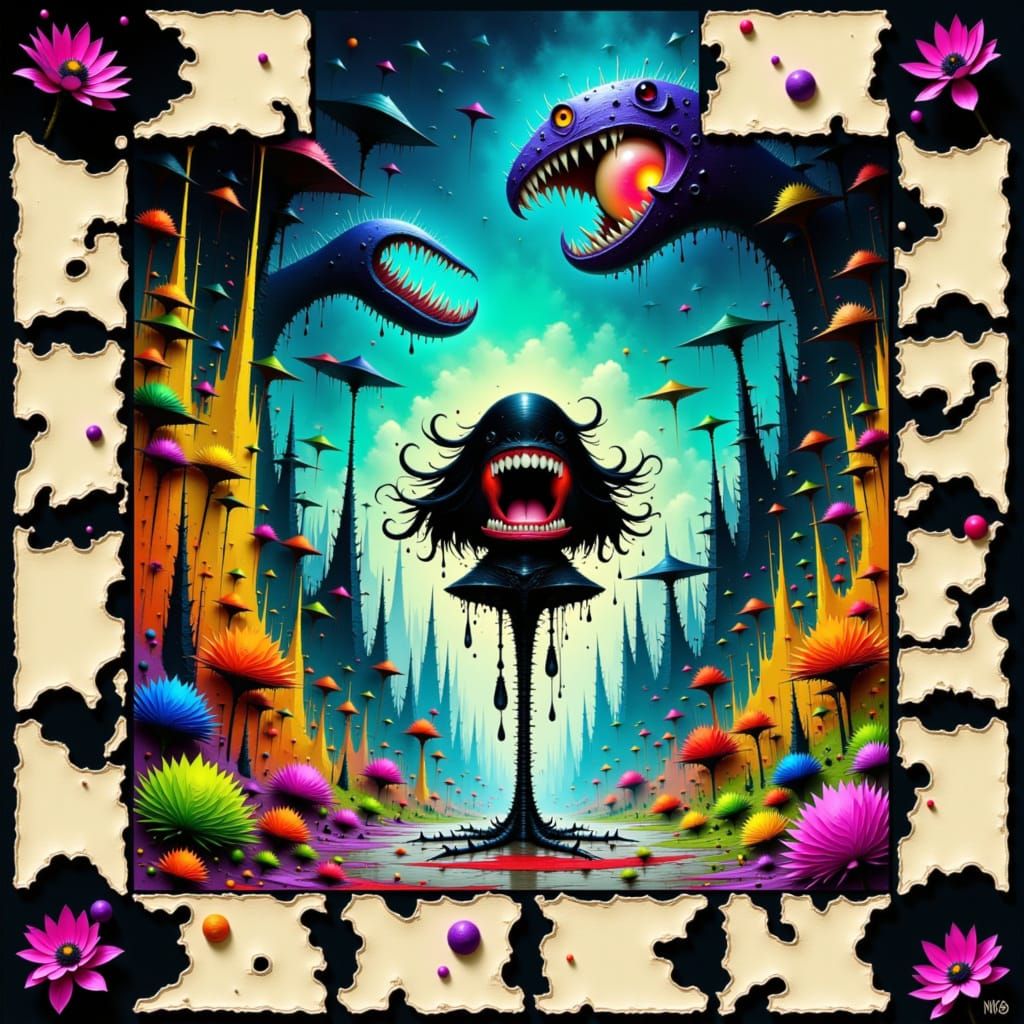 Horror Plant & Mystic Warlord in Cyberpunk City