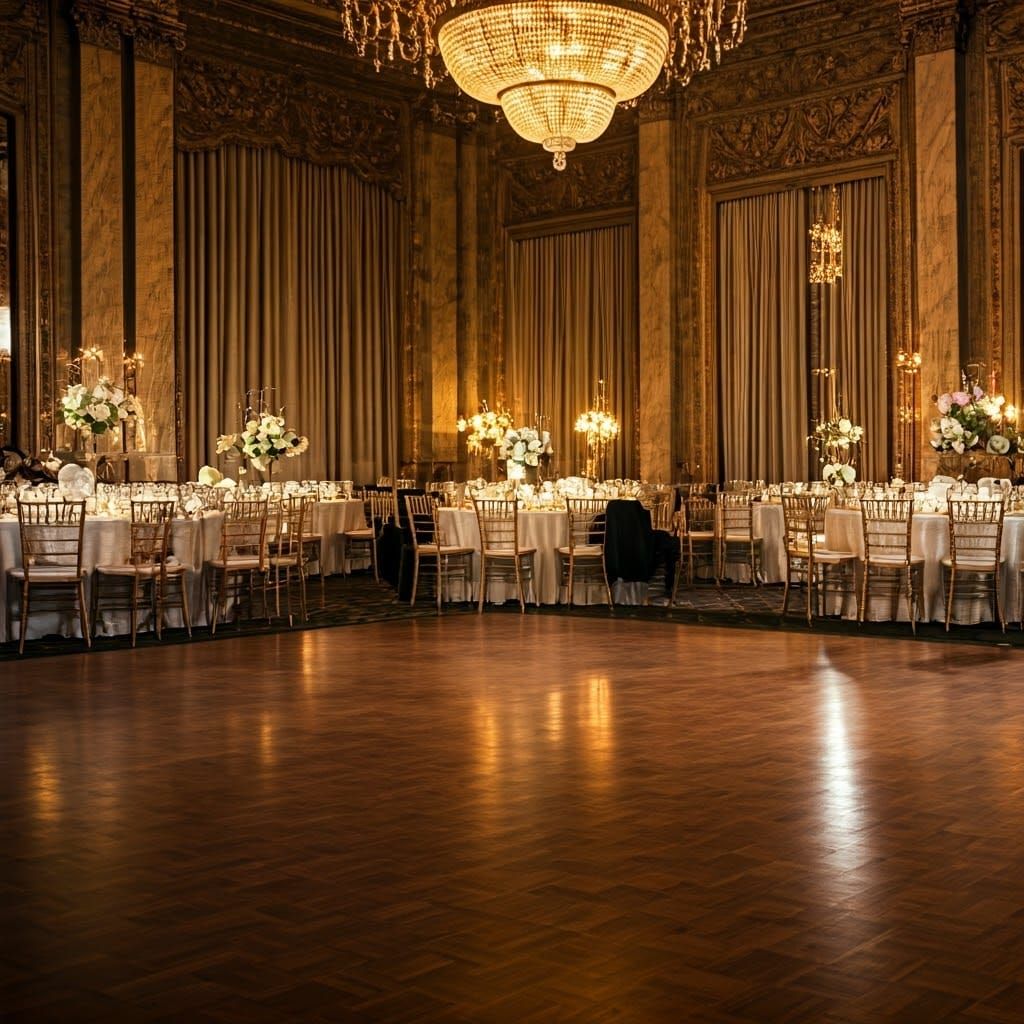 Elegant Ballroom Scene in Soft Natural Light
